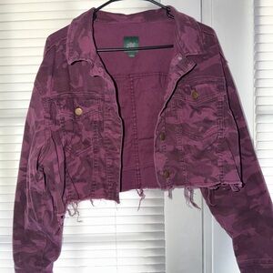 wild fable Cropped Plum Camo Denim Jacket